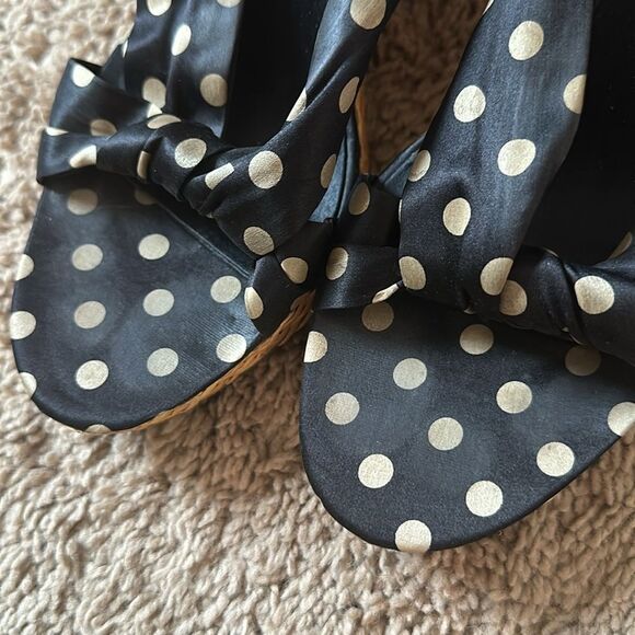 Nine West Black Tan Satin Wedges Size 9.5 - Picture 5 of 7